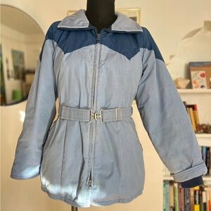 Vintage 70s two tone, Eddie Bauer jacket with belt